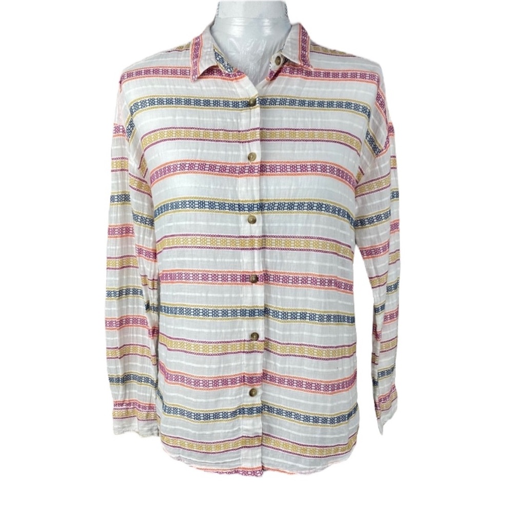 Sundance Embroidered Stripe Button Up Shirt